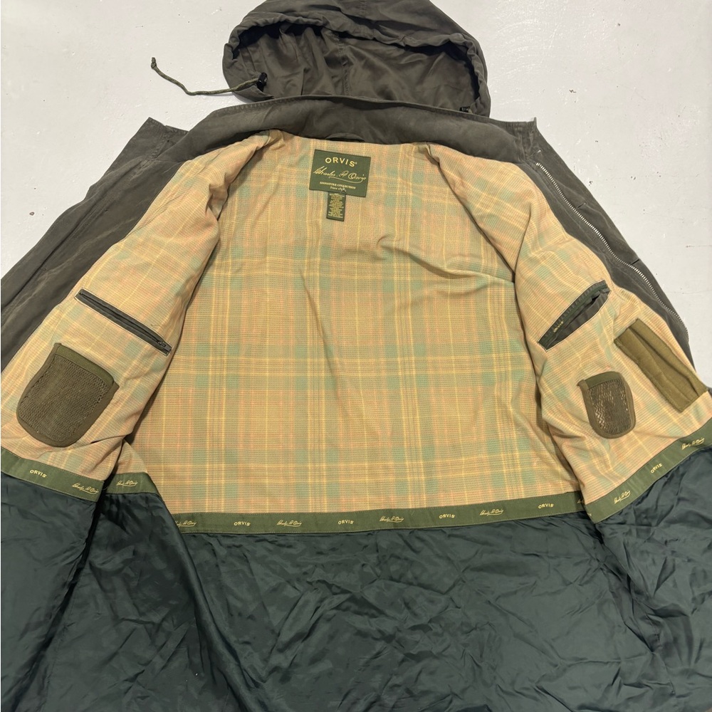 Orvis Dark Green Military Jacket with Brown Leather Details - Picture 7 of 10